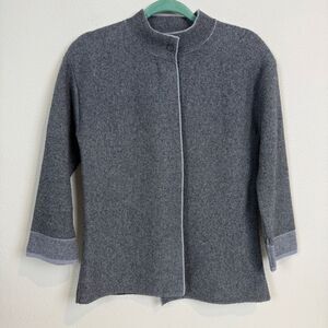 Benedetta B. Grey Merino Wool One Button Cardigan Sweater Italy M